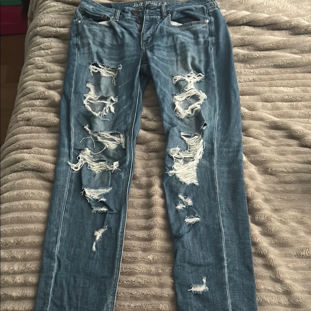 American Eagle Outfitters Blue Skinny Distressed Jeans